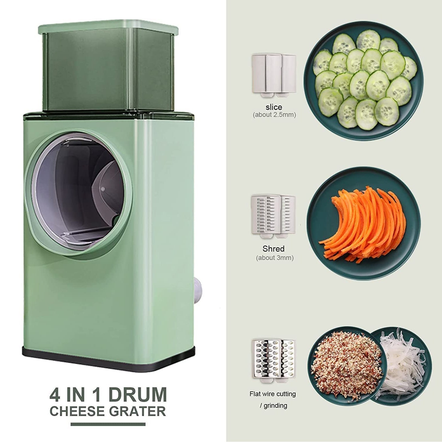 2132 Vegetable Shredder Round Mandolin Slicer, Grater, Shredder Salad Maker - Large Feed Port - Suction Base - Cutter for Vegetable, Fruit, Cookie. DeoDap 2132 Vegetable Shredder Round Mandolin Slicer, Grater, Shredder Salad Maker - Large Feed Port - Suction Base - Cutter for Vegetable, Fruit, Cookie. DeoDap